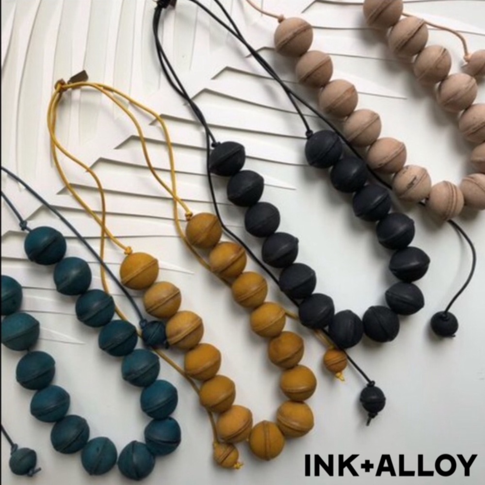 Ink + Alloy Natural Leather Bead Adjustable Necklace
